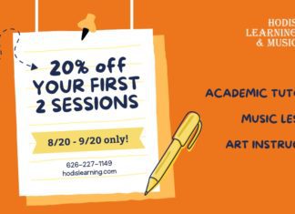 Save 20% off your first 2 sessions with Hodis Learning & Music