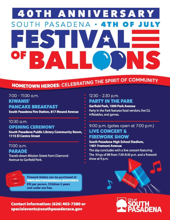 4th of July Parade and fireworks south Pasadena independence day festival of balloons 2024