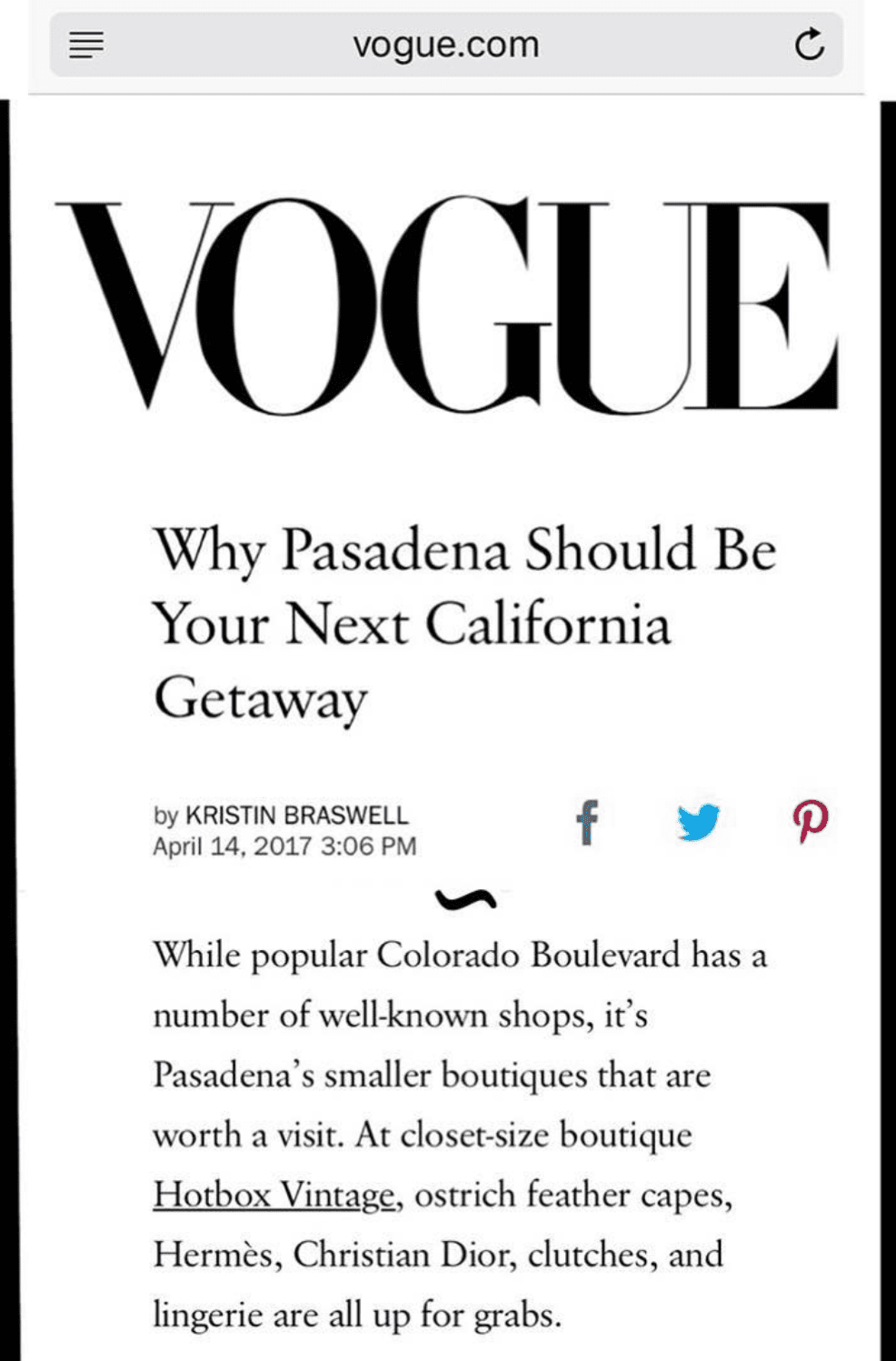 VOGUE review on hotbox vintage