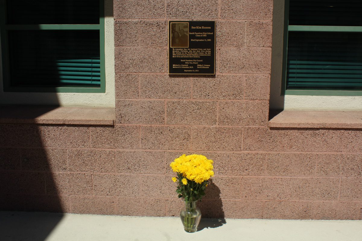 9-11-2018-hanson-family-9/11-plaque-flowers | The South Pasadenan | South Pasadena News