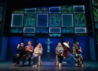 PHOTO: Jenny Graham | The South Pasadenan | Zandi De Jesus (center) as Jemmalyn performs “Things I Don’t Know Yet” with the cast of On This Side of the World at East West Players.