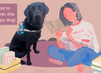 Barks & Books | Read to Sawyer the Therapy Dog at the Library PHOTO: South Pasadena Library | The South Pasadenan | “Barks & Books” Returns to South Pasadena Library With Sawyer the Therapy Dog