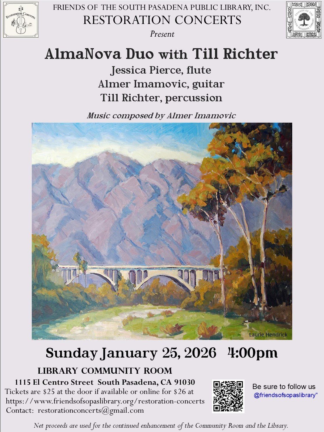 PHOTO: Friends of South Pasadena Library | The South Pasadenan | AlmaNova Duo to Perform Jan. 25 at South Pasadena Library