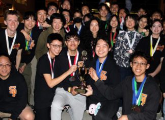 SPUSD Snapshot | SPHS Science Olympiad Teams Take 1st, 4th at Regionals; Advance to State at Caltech PHOTO: Benjamin Ku | The South Pasadenan | Members of the SPHS Science Olympiad team and Coach Benjamin Ku received a first-place school trophy at the Pasadena City College regional tournament.