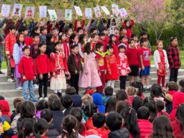 PHOTO: SPUSD | The South Pasadenan | Marengo Elementary second-grade Mandarin dual-immersion students perform a song about the Chinese zodiac calendar during a school assembly.