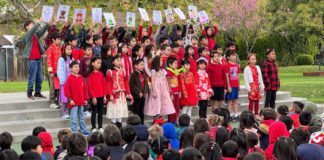 PHOTO: SPUSD | The South Pasadenan | Marengo Elementary second-grade Mandarin dual-immersion students perform a song about the Chinese zodiac calendar during a school assembly.