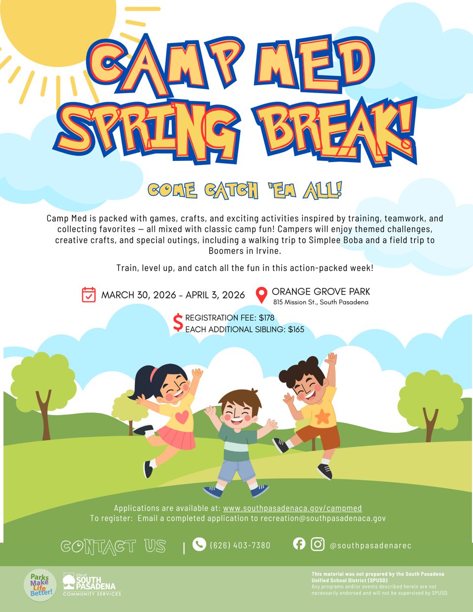 PHOTO: City of South Pasadena } The South Pasadenan | 2026 Spring Break Camp Med Set for March 30–April 3
