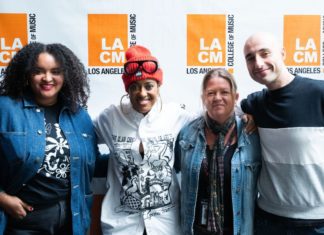 Pasadena: New Record Label 370 Group Launches at LACM’s Inaugural Music Industry Summit LEFT TO RIGHT: Adjenai Worrell, 370 Music Group Label Manager, Roc Nation’s Grammy Award-winning Rap/Hip Hop artist Rapsody, Erin Workman, 370 Music Group Faculty Advisory Board member and LACM Executive Vice President and Michael Chrysanthou, 370 Music Group Faculty Advisory Board member and LACM Career Services Manager.