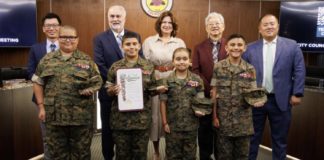 National Honor | Southland Young Marines of Azusa Recognized by the U.S. Drug Enforcement Administration PHOTO: Southland Young Marines | The south Pasadenan | Southland Young Marines attended the Temple City Council meeting to receive a proclamation for their Drug Demand Reduction program.