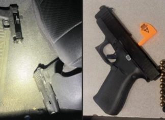 Weapons Seized In South Pasadena | Suspected Arrested After A High-Speed Chase PHOTO: SouthPasadenaCa.Gov | The South Pasadenan | Officers discovered two loaded, unregistered firearms on the driver’s side floorboard.