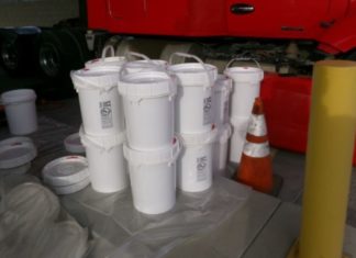 Methamphetamine Seizure | 900 Pounds Seized by CBP Officers in Tractor-Trailer Fuel Tank PHOTO: CBP | The South Pasadenan | U.S. Customs and Border Protection officers at the Otay Mesa Cargo Facility seized over 900 pounds of liquid methamphetamine concealed in the fuel tank of a tractor-trailer.