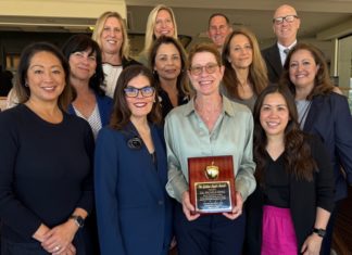 SPUSD Snapshot | Dr. Michele Kipke Honored for Decades of SPUSD Service PHOTO: SPUSD | The South Pasadenan | Dr. Michele Kipke (center) and South Pasadena Unified School District representatives celebrated Dr. Kipke receiving the Golden Apple Award for Volunteerism.