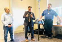 PHOTO: Bill Glazier | The South Pasadenan | Dan Mabe(left), Michael Cacciotti(center), and Steven Boddeker(right) | Featured speakers at a climate forum hosted by the League of Women Voters.