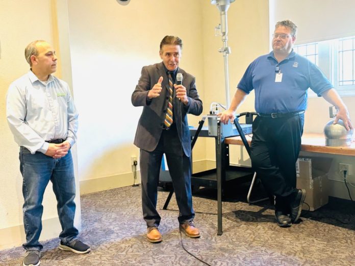 PHOTO: Bill Glazier | The South Pasadenan | Dan Mabe(left), Michael Cacciotti(center), and Steven Boddeker(right) | Featured speakers at a climate forum hosted by the League of Women Voters.