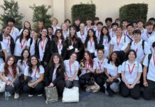 PHOTO: Andre Zumaeta | The South Pasadenan | SPHS Advanced Sports Medicine students celebrate after a recent competition at St Francis High School in La Cañada.