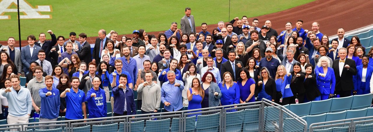 Los Angeles Dodgers’ front office personnel show their 2024 World Series championship rings.