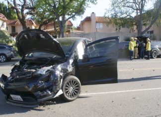 A two-car collision late Saturday afternoon, April 5, 2025, left both vehicles badly mangled but, remarkably, resulted in no serious injuries. The accident occurred on busy Monterey Road and Fairview Avenue.