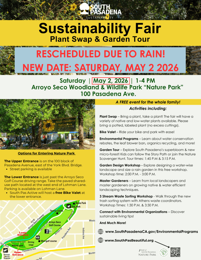 | The South Pasadenan | South Pasadena News PHOTO: City of South Pasadena | The South Pasadenan | Sustainability Fair Rescheduled Due to Expected Rain