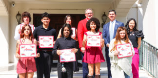 Pasadena Tournament of Roses Names 2026 ROSE Scholars and Awards $20,000 in Scholarships PHOTO: Pasadena Tournament of Roses | The South Pasadenan | Front Row (Left to Right): Kylie Garcia-Johnston, Rose City High School; Elexis Guerra, John Muir High School; Ellerose Chan, Thurgood Marshall Secondary School Second Row (Left to Right): Giovanni Benitez, Pasadena High School; Maryn Goodwin, Thurgood Marshall Secondary School; Dr. Helen Hill, Pasadena Unified School District Chief Academic Officer Back Row: (Left to Right): Louden Rangel, Blair High School; Sienna Wei Bonoli, John Muir High School; Terry Madigan, Pasadena Tournament of Roses Association President; Daniel Limon, EVP, Banking Division Manager for Citizens Business Bank (Not Pictured: Brianna Miguel, John Muir High School)