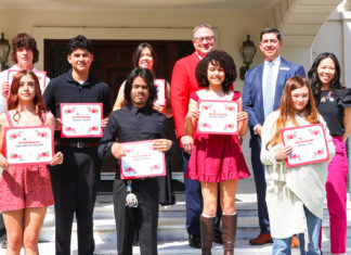 Pasadena Tournament of Roses Names 2026 ROSE Scholars and Awards $20,000 in Scholarships PHOTO: Pasadena Tournament of Roses | The South Pasadenan | Front Row (Left to Right): Kylie Garcia-Johnston, Rose City High School; Elexis Guerra, John Muir High School; Ellerose Chan, Thurgood Marshall Secondary School Second Row (Left to Right): Giovanni Benitez, Pasadena High School; Maryn Goodwin, Thurgood Marshall Secondary School; Dr. Helen Hill, Pasadena Unified School District Chief Academic Officer Back Row: (Left to Right): Louden Rangel, Blair High School; Sienna Wei Bonoli, John Muir High School; Terry Madigan, Pasadena Tournament of Roses Association President; Daniel Limon, EVP, Banking Division Manager for Citizens Business Bank (Not Pictured: Brianna Miguel, John Muir High School)
