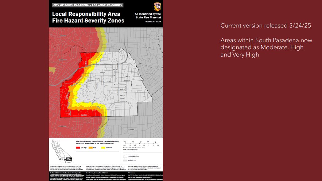 | The South Pasadenan | South Pasadena News Current Fire Hazard Severity Zone Map