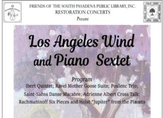 PHOTO: Friends of the South Pasadena Public Library | The South Pasadenan | Restoration Concerts | Los Angeles Wind and Piano Sextet