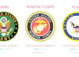 USPS to Honor 250th Anniversaries of Army, Navy, and Marine Corps with Commemorative Stamps GRAPHICS: USPS | The South Pasadenan | USPS to Celebrate 250th Anniversaries of Army, Navy, and Marine Corps with Commemorative Stamps