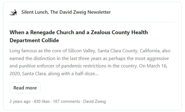 | The South Pasadenan | South Pasadena News David Zweig is the writer who gave us the deeply researched 2023 story about the insane government surveillance of a San Jose church that chose to continue with in-person services during the pandemic.