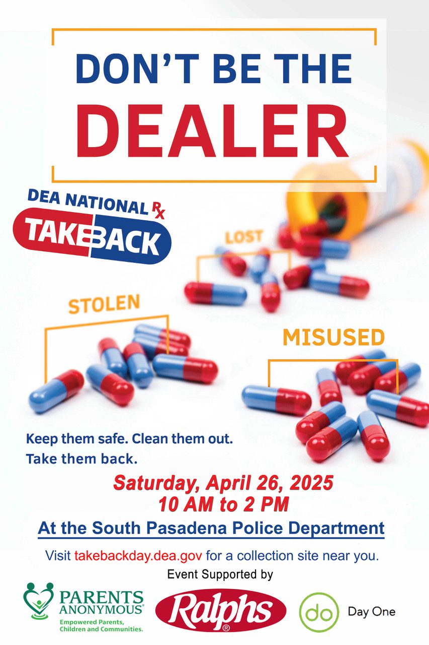 | The South Pasadenan | South Pasadena News Photo: SPPD | The South Pasadenan | SPPD will host DEA Drug Take Back Event on April 26