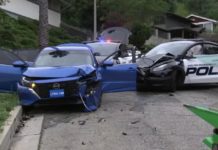 Police Chase South Pasadena | Burglary Suspect Arrested, Police Car Smashed – No Shots Fired PHOTO: abc7.com | The South Pasadenan | Burglary Suspect Crashes Into Police Car During High-Speed Chase in South Pasadena, reported by ABC7 Eyewitness News