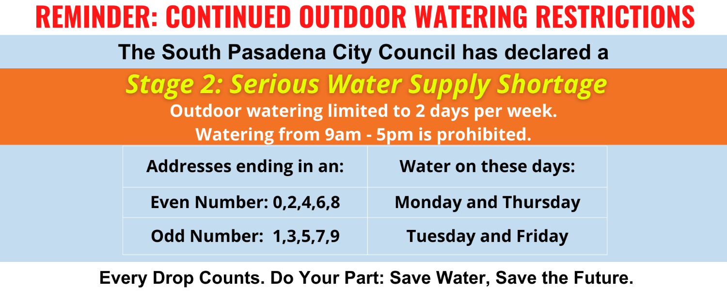 | The South Pasadenan | South Pasadena News PHOTO: City of South Pasadena | The South Pasadenan | Water Restrictions