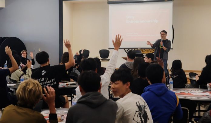 PHOTO: Brett Chang | The South Pasadenan | SPHS | Speaker Yu-Han Chang gives his talk "Why Entrepreneurship?"