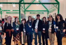 PHOTO: SPHS | The South Pasadenan | SPHS students, Art Teacher Aimee Levie-Hultman (left) and Photography Teacher Rouzanna Berberian (right) participate in the Autry Student Visual Arts Exhibition