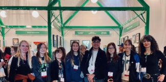PHOTO: SPHS | The South Pasadenan | SPHS students, Art Teacher Aimee Levie-Hultman (left) and Photography Teacher Rouzanna Berberian (right) participate in the Autry Student Visual Arts Exhibition