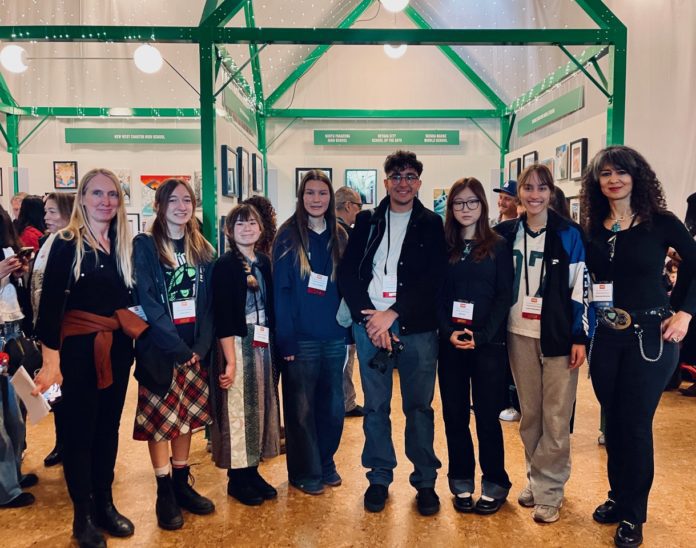 PHOTO: SPHS | The South Pasadenan | SPHS students, Art Teacher Aimee Levie-Hultman (left) and Photography Teacher Rouzanna Berberian (right) participate in the Autry Student Visual Arts Exhibition