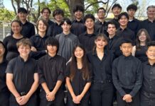 PHOTO: Tim Orindgreff | The South Pasadenan | Members of the SPHS Jazz Ensemble pause for a photo during the Mt. SAC Jazz Festival.