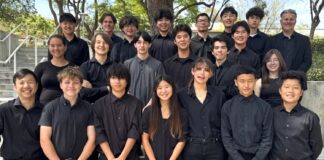 PHOTO: Tim Orindgreff | The South Pasadenan | Members of the SPHS Jazz Ensemble pause for a photo during the Mt. SAC Jazz Festival.