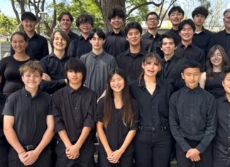 SPUSD Snapshot | SPHS Jazz Ensemble Secures Top Honors at Mt. SAC PHOTO: Tim Orindgreff | The South Pasadenan | Members of the SPHS Jazz Ensemble pause for a photo during the Mt. SAC Jazz Festival.