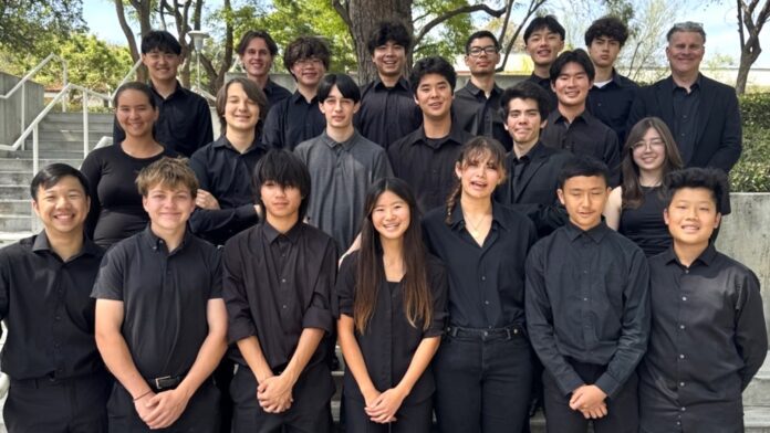 PHOTO: Tim Orindgreff | The South Pasadenan | Members of the SPHS Jazz Ensemble pause for a photo during the Mt. SAC Jazz Festival.