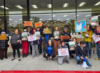 PHOTO: Direct Action Everywhere | The South Pasadenan | DxE activists protest outside of Trader Joe’s in South Pasadena, CA on May 4, 2025