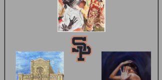 PHOTO: Jay Chen, Sven Leu, and Abigail Hillman | The South Pasadenan | SPHS students winning artwork includes top: “In Another World” by Jay Chen, bottom left: “Duomo de Florencia” by Sven Leu; and bottom right: “Critical Eye” by Abigail Hillman