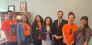PHOTO: Office of Sen. Pérez | The South Pasadenan | Members of the California Hunger Action Coalition present Senator Sasha Renée Pérez (D-Pasadena) with the 2025 Hunger Fighter Award