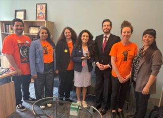 PHOTO: Office of Sen. Pérez | The South Pasadenan | Members of the California Hunger Action Coalition present Senator Sasha Renée Pérez (D-Pasadena) with the 2025 Hunger Fighter Award