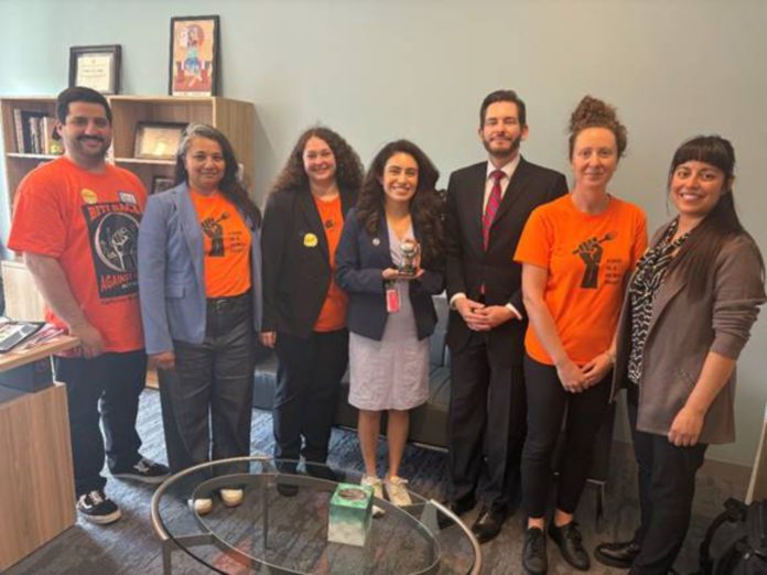 PHOTO: Office of Sen. Pérez | The South Pasadenan | Members of the California Hunger Action Coalition present Senator Sasha Renée Pérez (D-Pasadena) with the 2025 Hunger Fighter Award