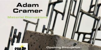 PHOTO: SPARC | The South Pasadenan | Promotional image for Adam Cramer's "Material Disruptions" exhibition, showing a close-up of a sculpture with rebar and concrete
