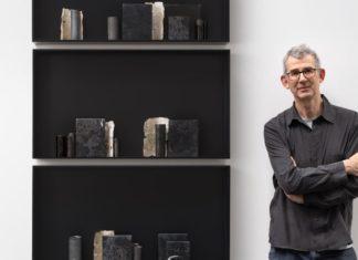 PHOTO: Alzbeta Jaresova | The South Pasadenan | Edmund de Waal, a narrow road to the deep north (portrait), 2025. Porcelain, silver, marble, Kilkenny stone, aluminum, and glass. © Edmund de Waal. Courtesy of the artist.