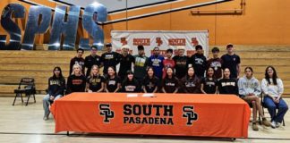 PHOTO: CB Richards | The South Pasadenan | SPUSD | SPHS student athletes gathered to celebrate continuing their academic and athletic careers in college next fall