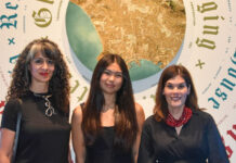 PHOTO: Timothy Lee | The South Pasadenan | Left to right: SPHS teacher Rouzanna Berberian, SPHS student Alexis (Brylee) Woo, and SPUSD superintendent Angela Elizondo Baxter pause at the Life, Liberty, and Los Angeles exhibition at the Autry Museum. Not pictured: Brandon Park
