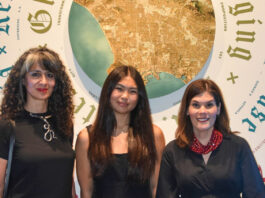 PHOTO: Timothy Lee | The South Pasadenan | Left to right: SPHS teacher Rouzanna Berberian, SPHS student Alexis (Brylee) Woo, and SPUSD superintendent Angela Elizondo Baxter pause at the Life, Liberty, and Los Angeles exhibition at the Autry Museum. Not pictured: Brandon Park