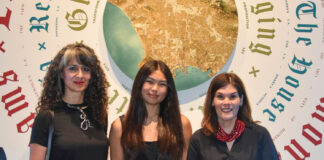 PHOTO: Timothy Lee | The South Pasadenan | Left to right: SPHS teacher Rouzanna Berberian, SPHS student Alexis (Brylee) Woo, and SPUSD superintendent Angela Elizondo Baxter pause at the Life, Liberty, and Los Angeles exhibition at the Autry Museum. Not pictured: Brandon Park